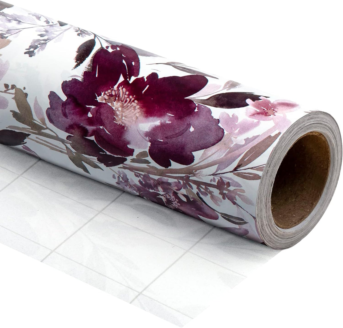 WRAPAHOLIC 30 Inch Jumbo Floral Wrapping Paper - 30 Inch X 33 Feet - Purple Floral Design for