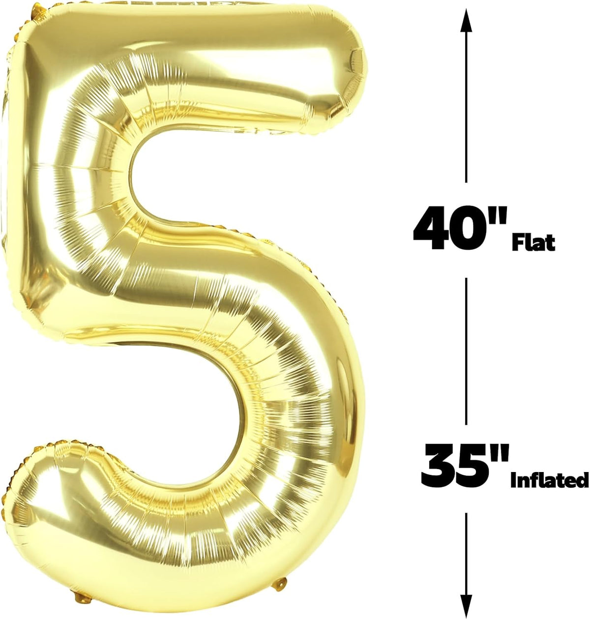 Large Champagne Gold 40 Inch Birthday Number 5 Balloon, Light Gold Five 5th 15 25 35 50 55 Birthday