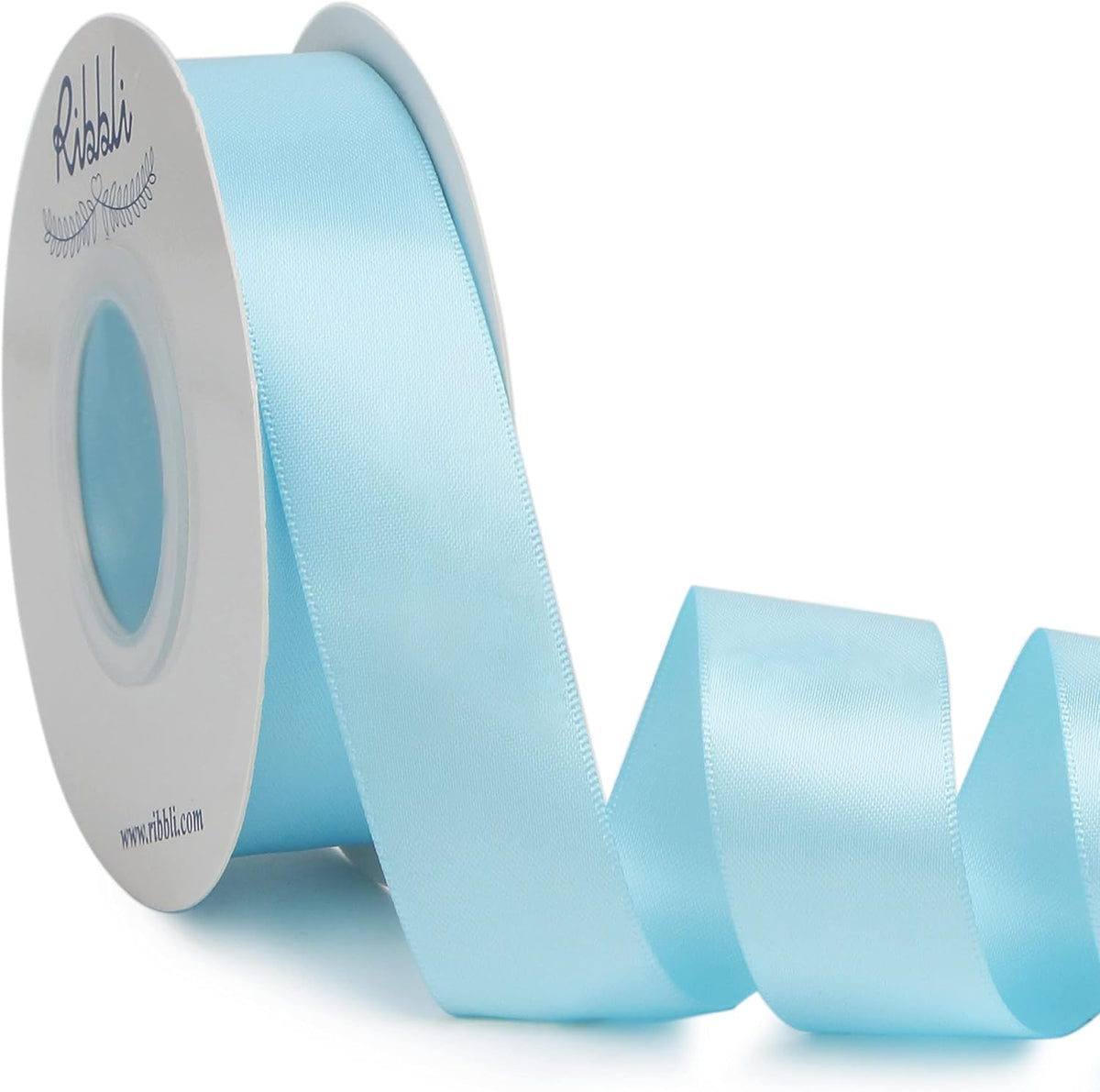 Ribbli Light Blue Double Faced Satin Ribbon,1” x Continuous 25 Yards,Use for Bows Bouquet,Gift