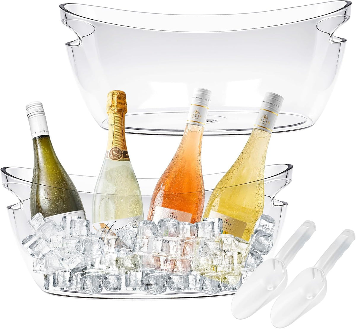 Ice Buckets for Parties, Ice Bucket 2 Pcs Acrylic Champagne Beverage with 2 Ice Bucket Scoop for