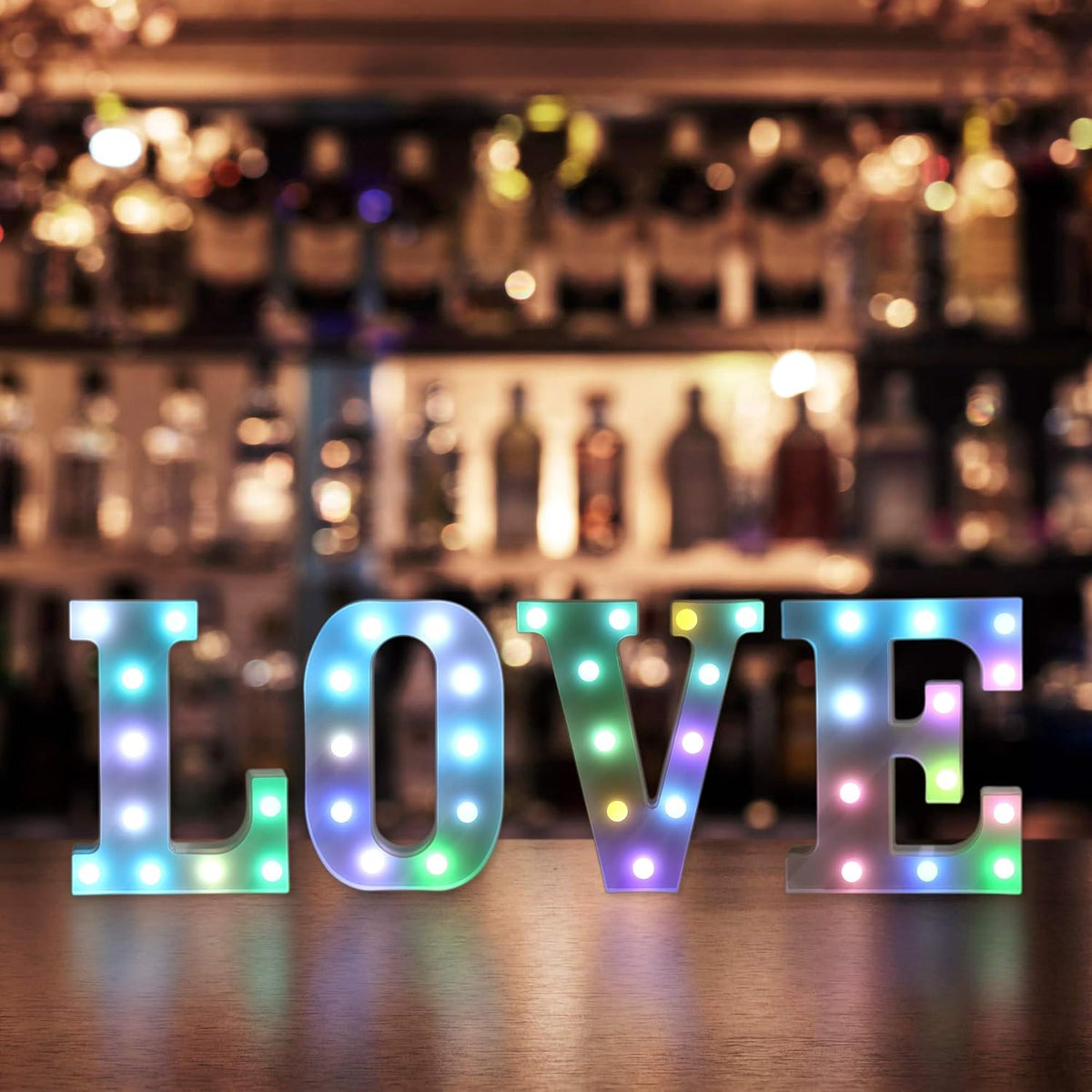 Foaky Colorful LED Letter Lights with Remote,Marquee Light Up Letters Sign for Night Light