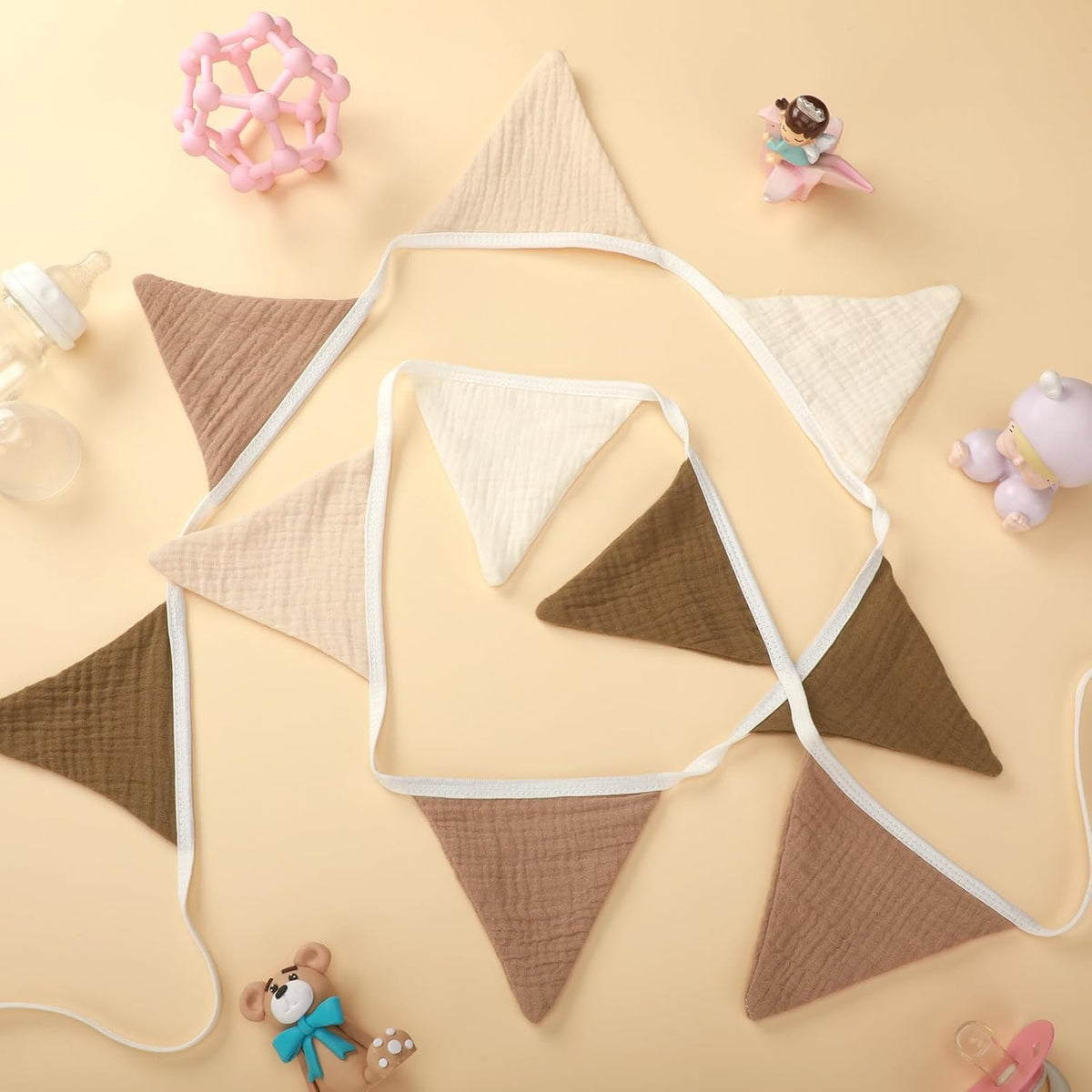 Oudain 15.5 ft Pennant Banner Flags, 2 Pcs Nursery Garland Triangle Bunting Flag Baby Banner for