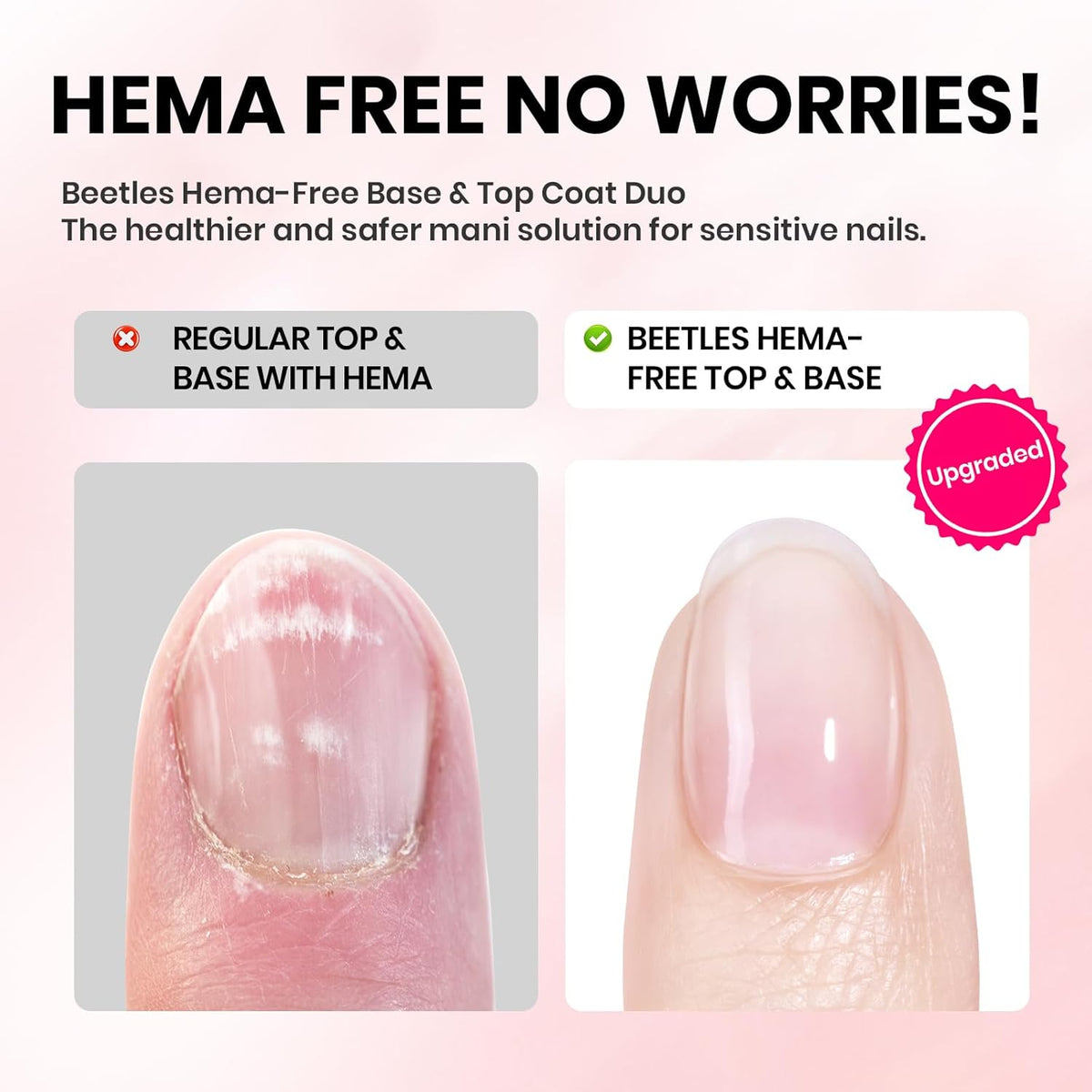Beetles 15ml Gel Base and Top Coat Set HEMA Free, TPO Free Top Coat Gel Nail Polish & Base Clear