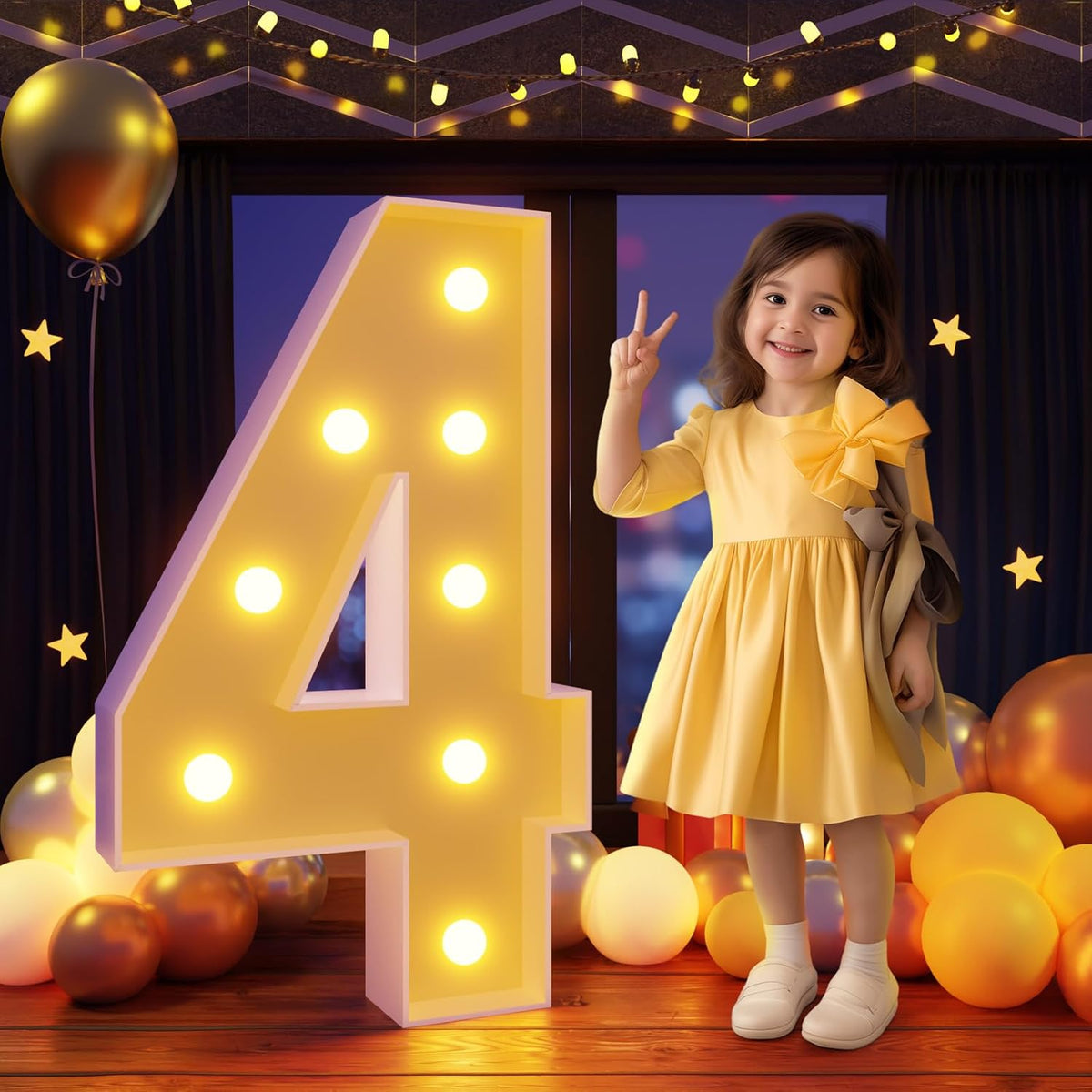 Marquee Numbers 3 Feet Tall Large Light Up Numbers 4th 14th 24th Four Ever Sweet Birthday