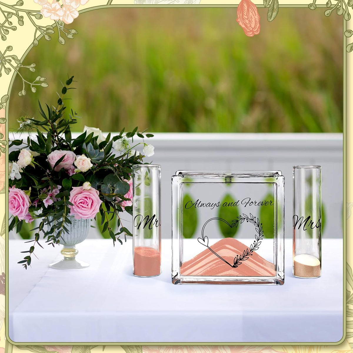 Wedding Unity Sand Set Include Vases Square Glass Jar Container 12 oz Sand for Blended Family