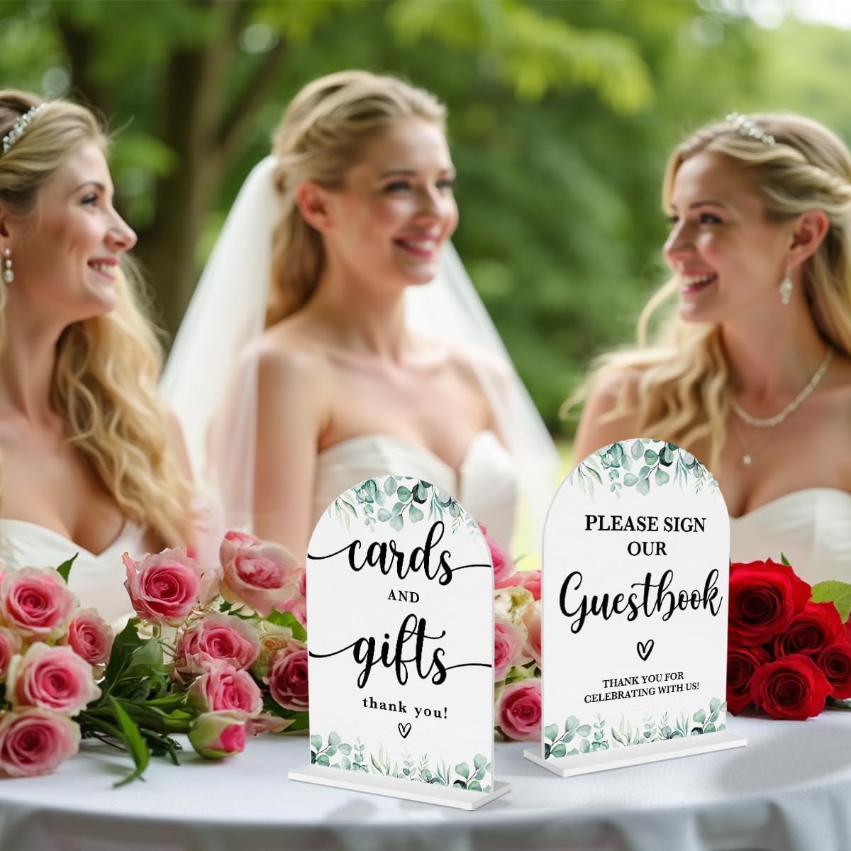 2 Pcs Acrylic Wedding Signs for Reception, Bridal Shower Decorations, Cards and Gifts Signs, Guest