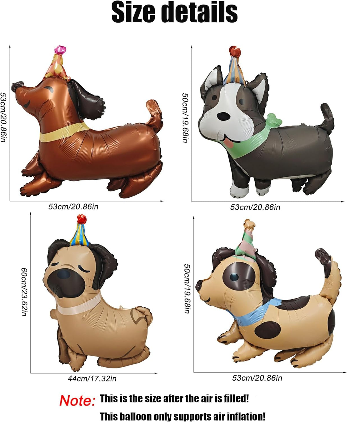 4PCS Animal Dog Birthday Balloons Cute Pet Puppy Mylar Foil Party Balloons Decoration For Kids Gift