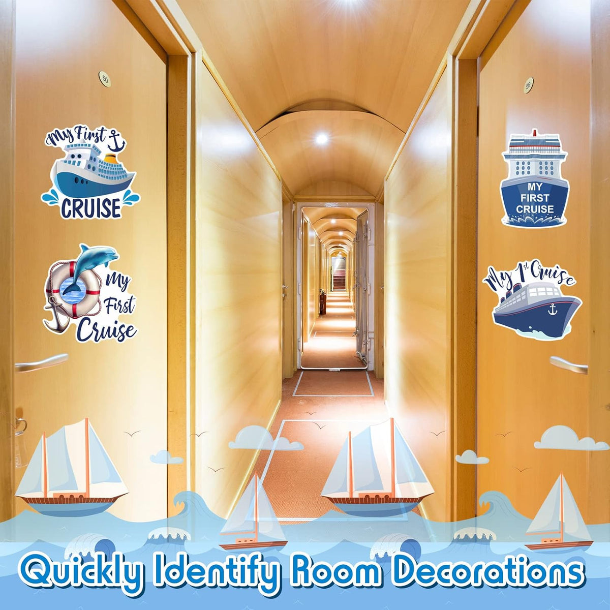 Hoteam 4 Pcs My First Cruise Door Decorations Magnetic Large My 1st Cruise Door Magnets Decor Funny