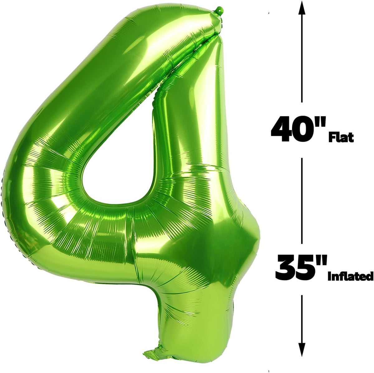 40 Inch Light Green Large Number 4 Balloons, Giant Foil Number Four 14 24 34 40 44 Balloons, Light
