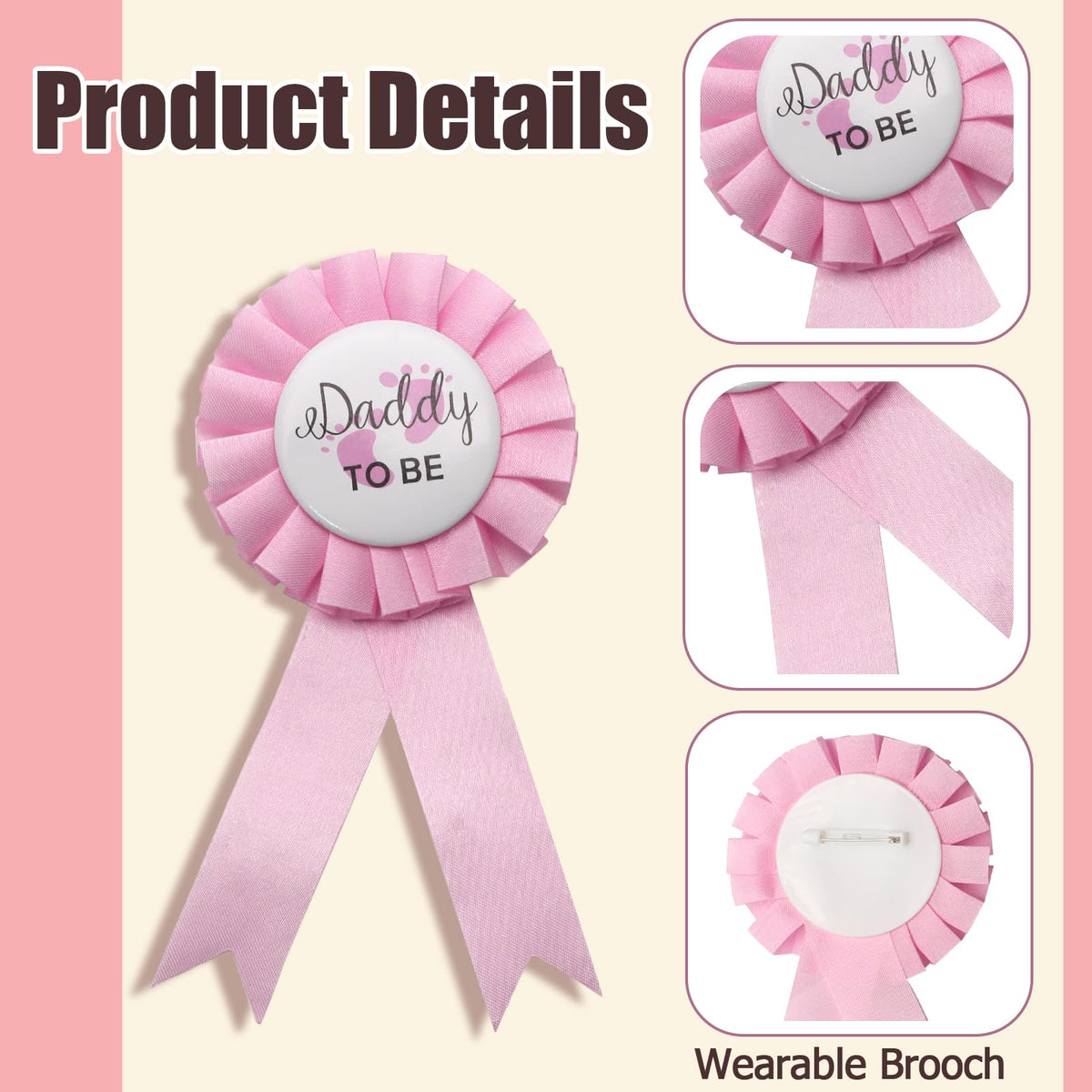 MILVOWOC Baby Shower Sash 2 Pack Mommy & Daddy to Be Set, Pink