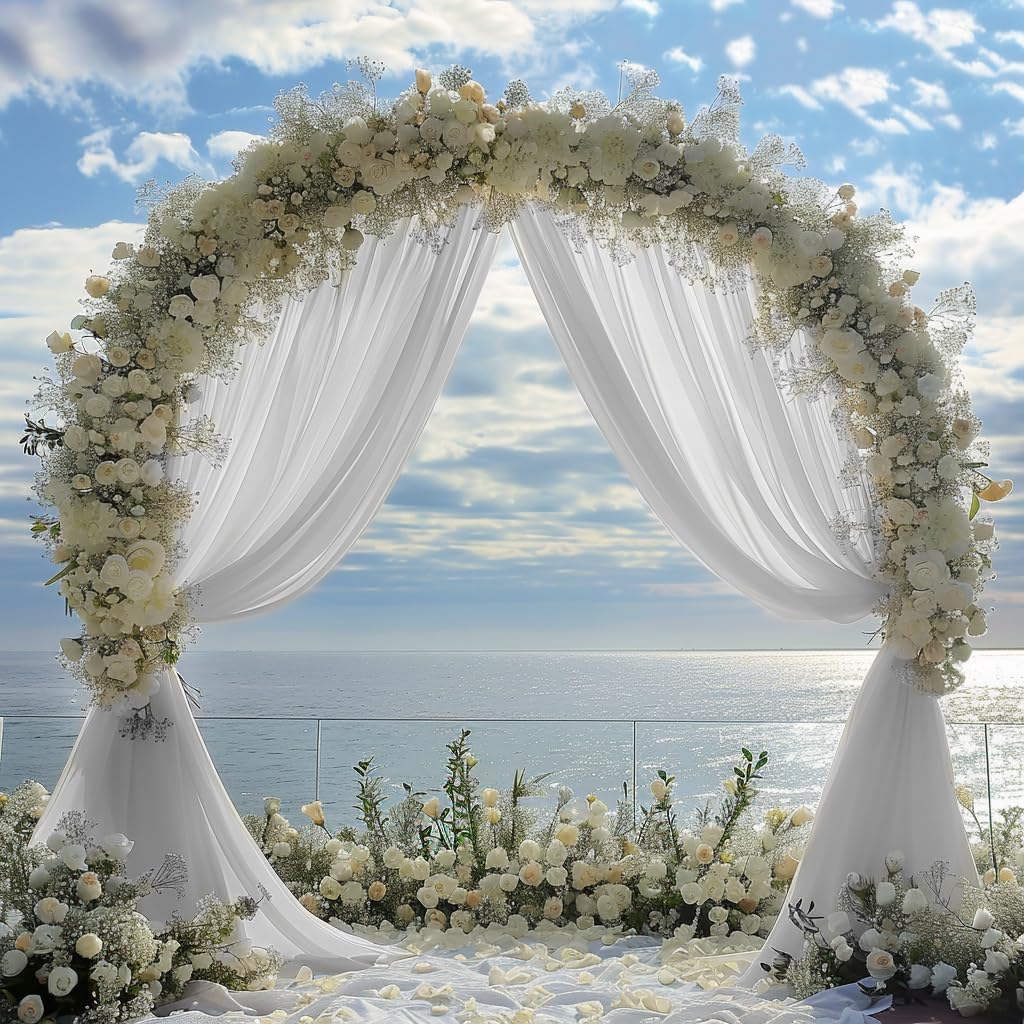 Wedding Arch Draping Fabric 1 Panel 28.7" x 20FT White Sheer Chiffon Backdrop Drapes for Wedding
