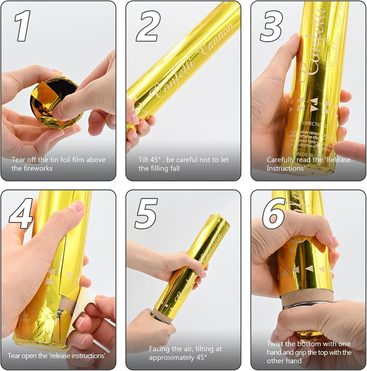 Confetti Cannon Gold Party Poppers 12 Inch Streamer Cannon 12 Pack Golden Party Poppers Shooters
