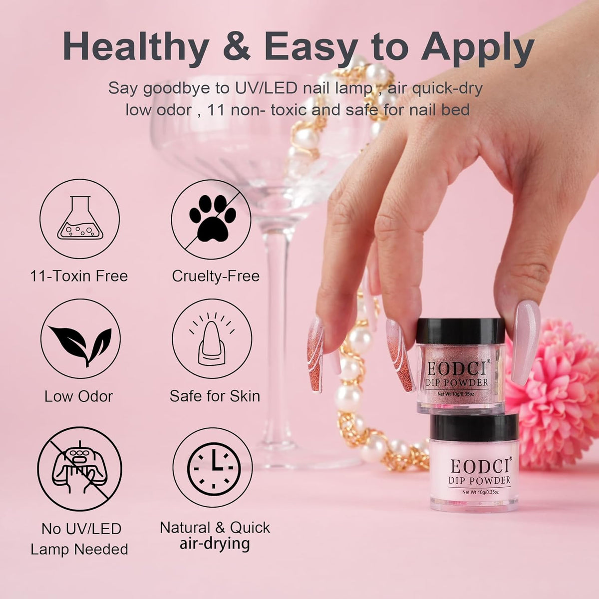 12 Pcs Dip Powder Nail Kit Starter, 6 Colors Glitter Pink Nude Sparkle Purple Dipping Powder Kit