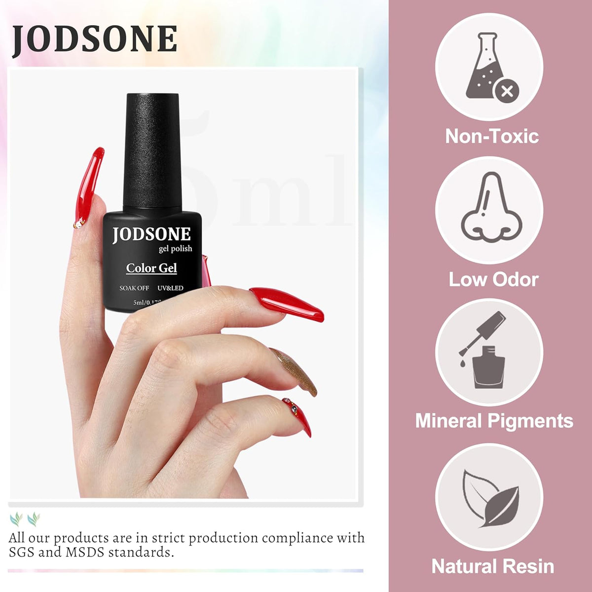 JODSONE 36 PCS Gel Nail Polish Set-32 Colors Gel Polish Kit Base Coat Glossy Matte and Glitter Top