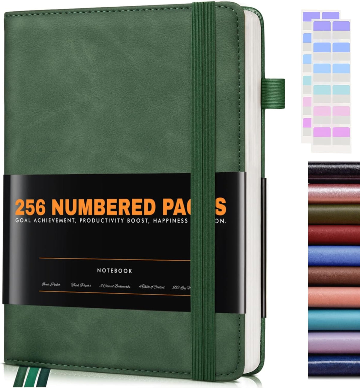 Lined Journal Notebook for Women Men, 256 Numbered Pages Hardcover Leather Journals for Writing, A5