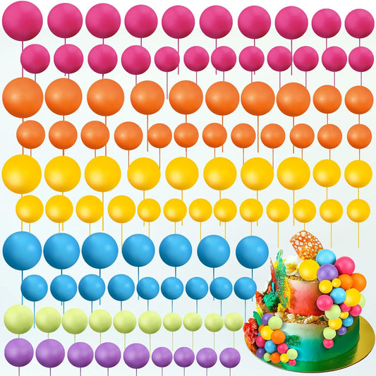 108 Pcs Balls Cake Topper DIY Cupcake Insert Foam Balloons for Cake Baking Wedding Anniversary