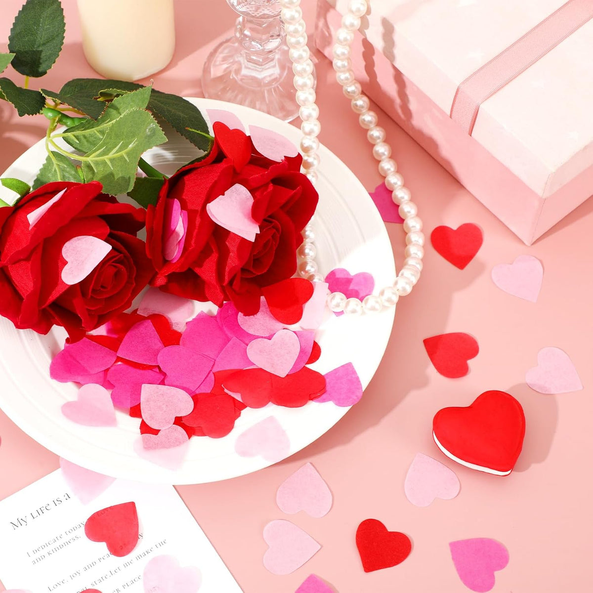 MARFOREVER Valentine's Day Heart Paper Confetti, Red Heart Tissue Decorations Valentine Party
