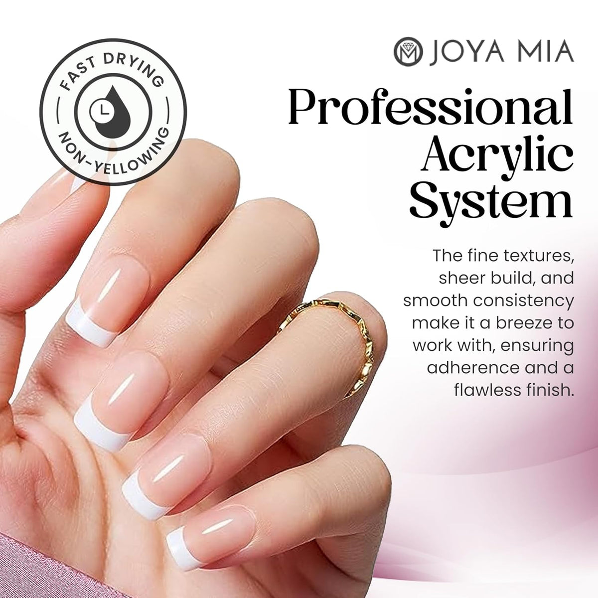 Joya Mia Acrylic Powder for Nails, MMA-Free, Super Adhesion Professional Powder for Flawless &