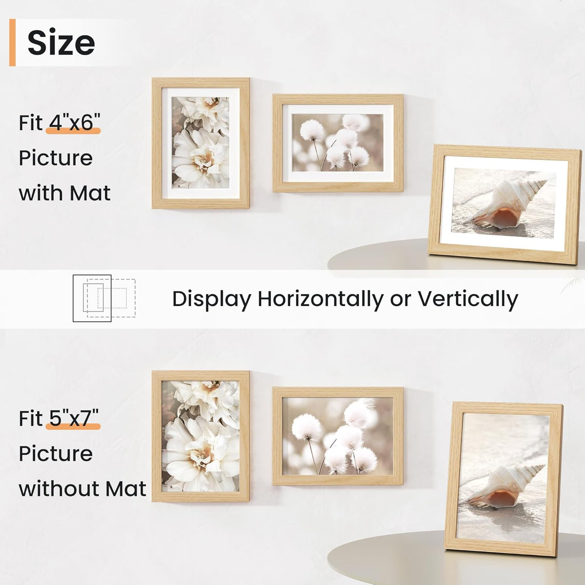 5x7 inch Picture Frame, 5x7 Photo Frames with 4x6 Removable Mat - High Definition Plexiglass