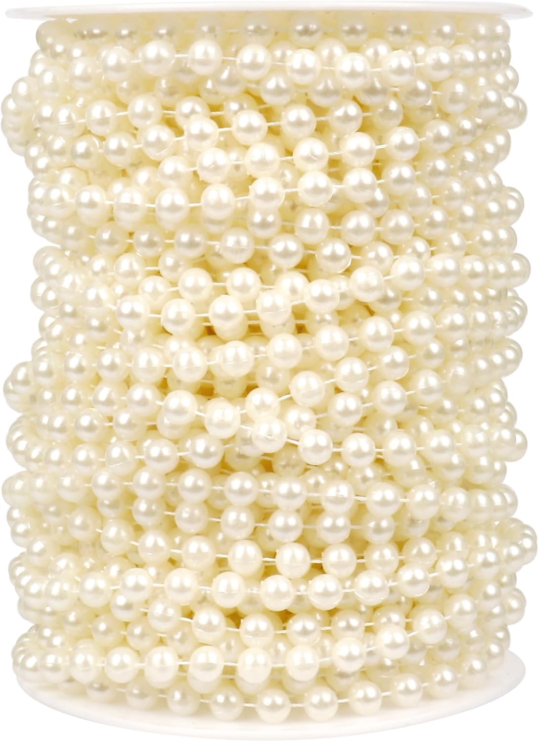 [76.7 Feet] Pearl Beads Garland, 6MM 25.5 Yards Faux Pearl Beads String Roll Bulk for DIY Craft