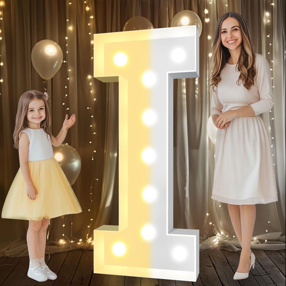 Pooqla 4 FT Marquee Light Up Letters, Cool White and Warm White Marquee Letter 4 Feet Tall, Giant