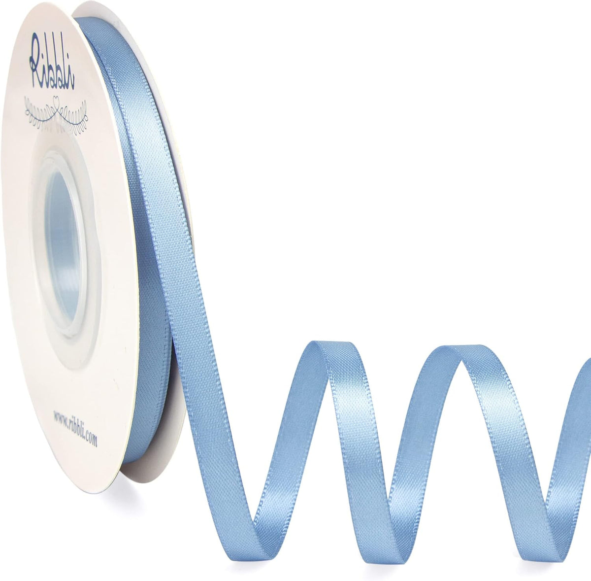 Ribbli Dusty Blue Satin Ribbon,Double Faced Satin 1/4 inch x Continuous 25 Yards,Use for Bows