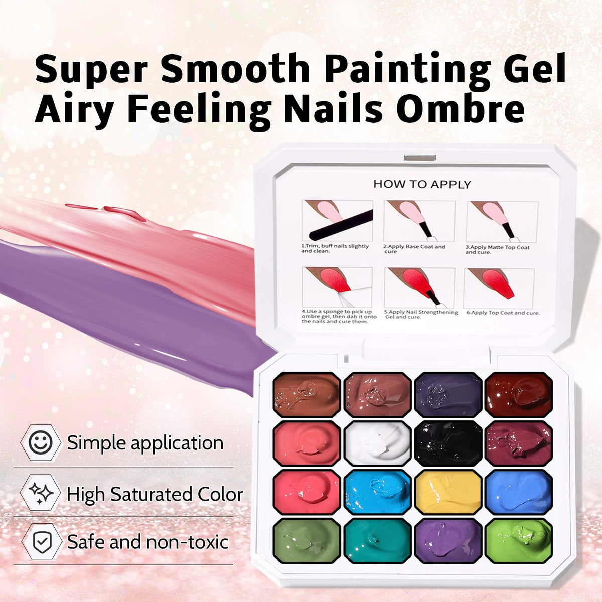 Sponge Pat Paint Nail Gel, Ombre Nails Gradient Gel Nail Blush Blooming Aura Nails Drawing Stripper