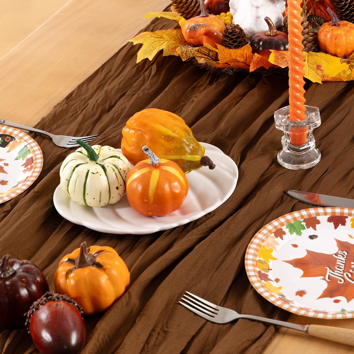 Brown Cheesecloth Table Runner Tan 10 Pack Fall Table Runners Boho Gauze 120 Inches Marron Cheese