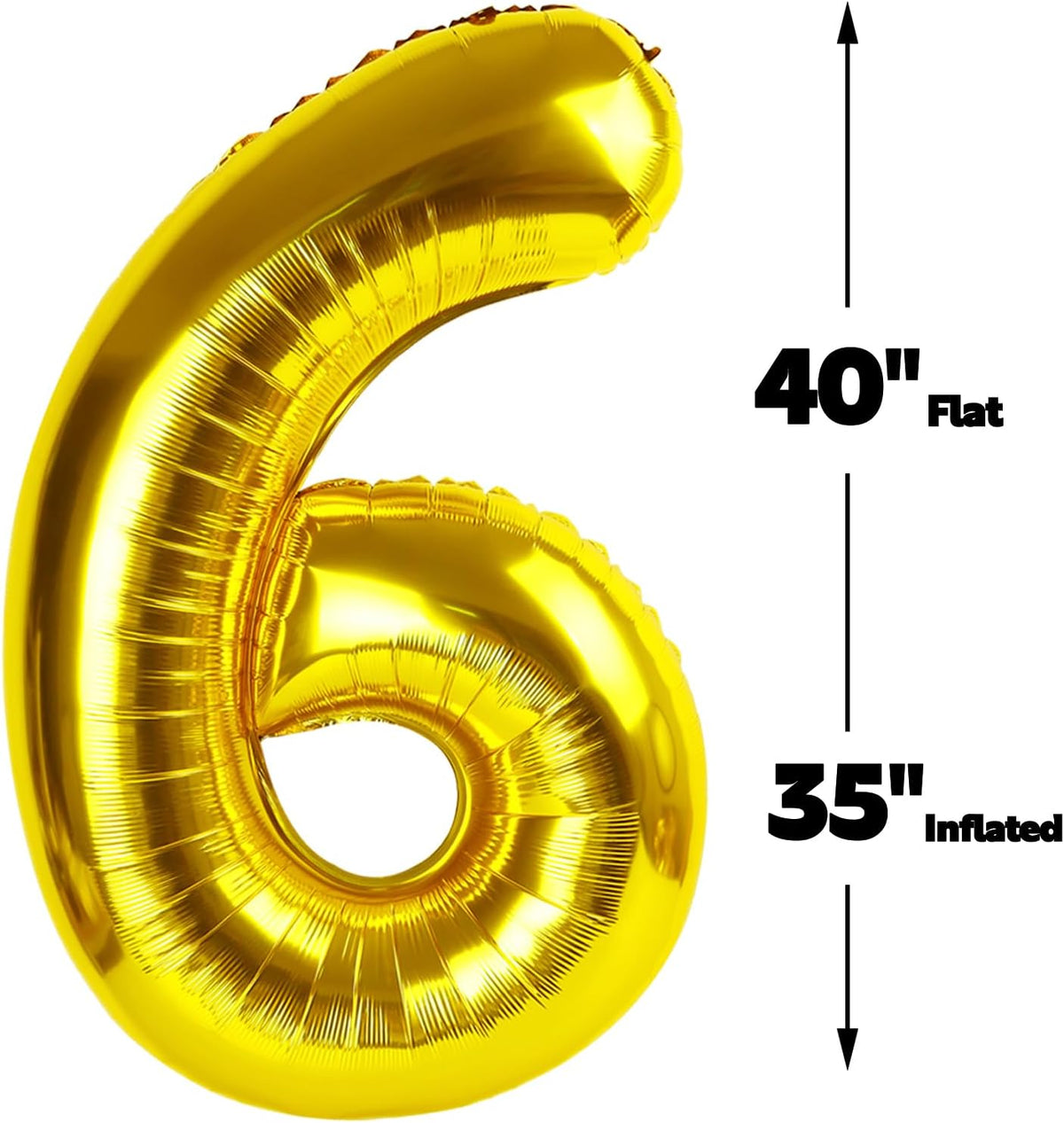 Gold 40 Inch Mylar Foil Number 6 Balloon, Birthday Digital Balloons for 6 16 Boy Girl Party