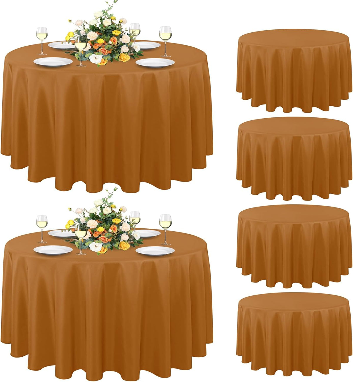 sancua 6 Pack Round Tablecloth 90 Inch, Stain and Wrinkle Resistant Fall Table Cloth - Washable