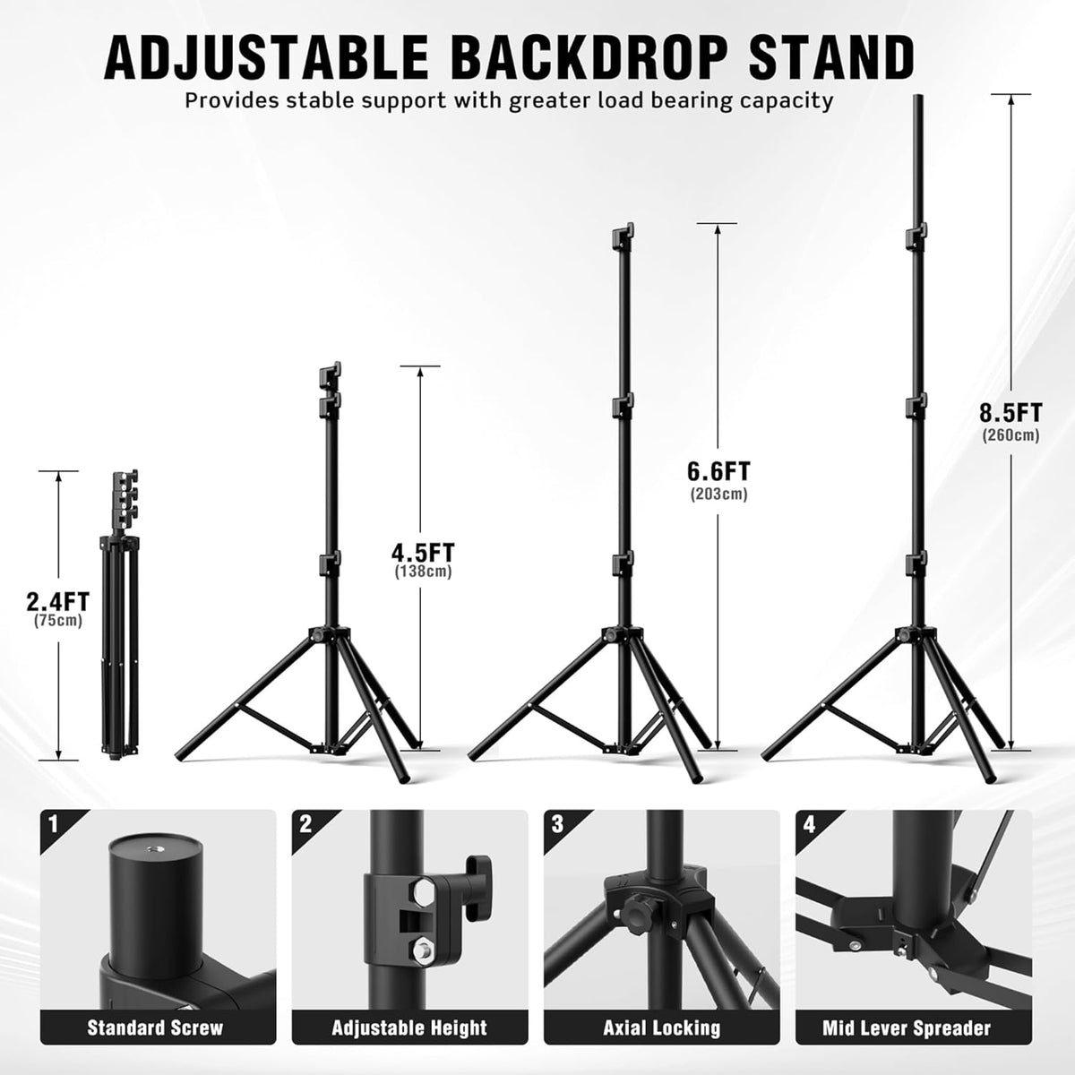 Backdrop Stand for Parties 10 x 8.5 FT, Heavy Duty Photography Backdrop Stand for Events, Video
