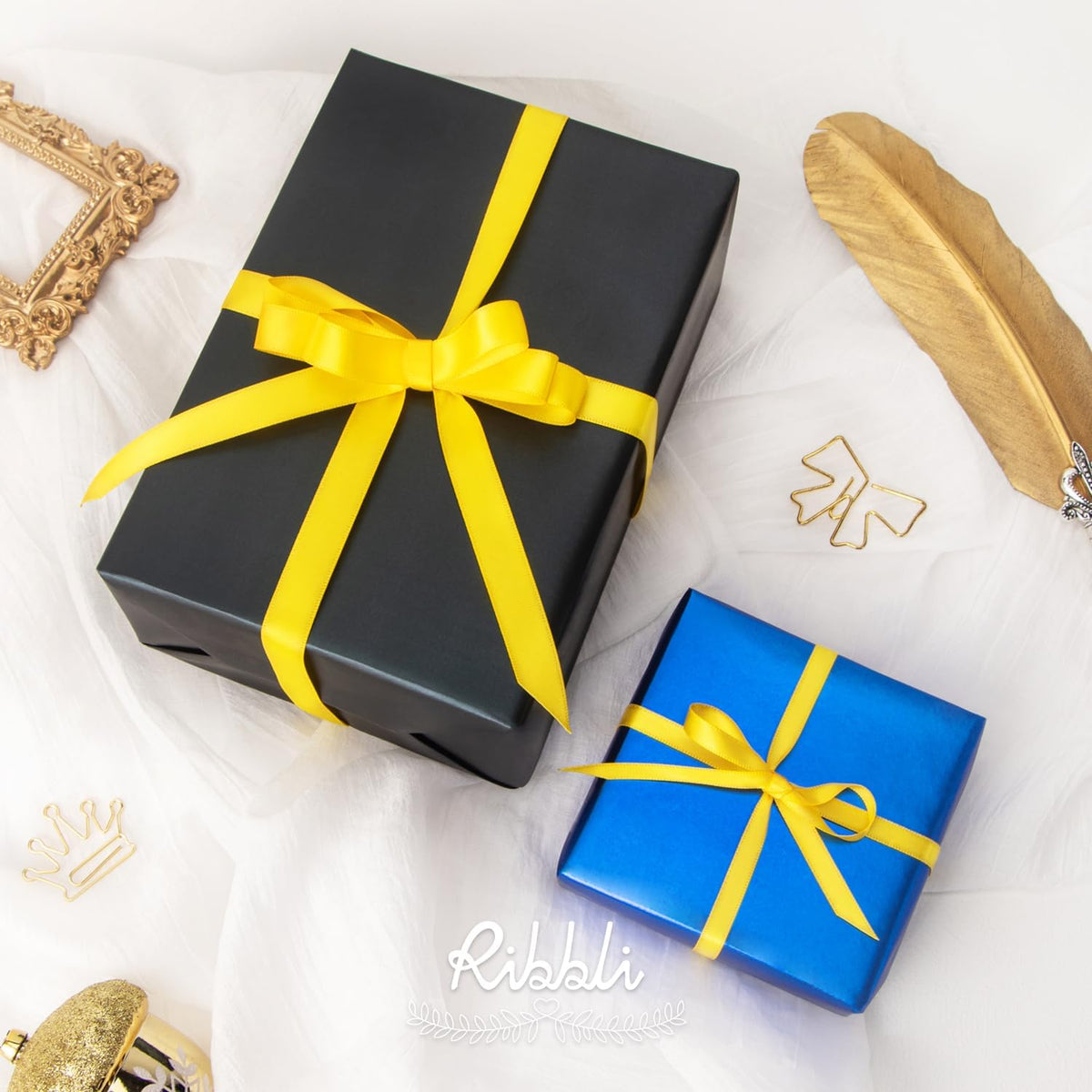 Ribbli Maize Yellow Double Faced Satin Ribbon,1/4” x Continuous 25 Yards,Use for Bows Bouquet,Gift