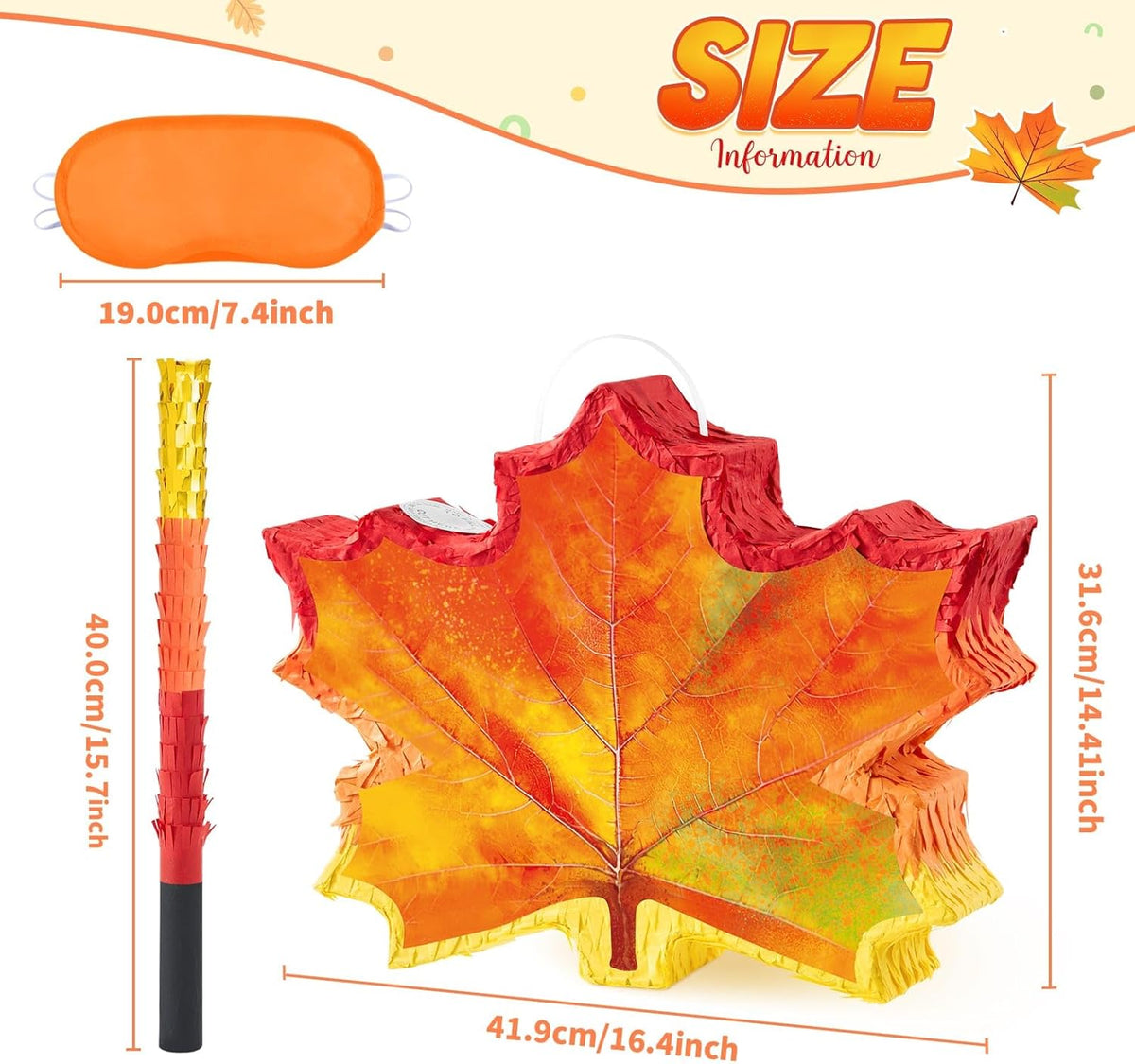 WERNNSAI Fall Leaf Pinata - Maple Leaf Pinata Thanksgiving Party Games for Kids Orange Autumn