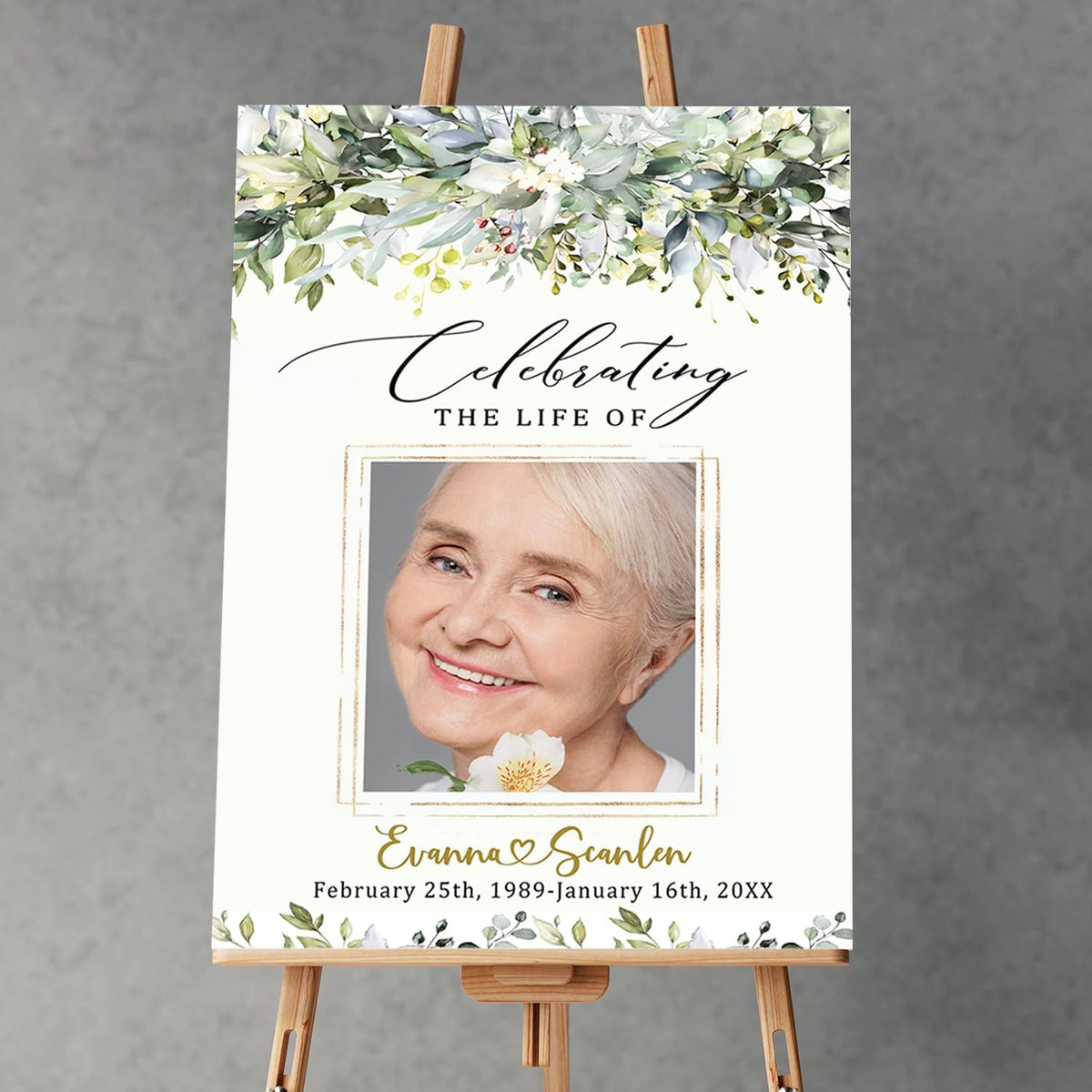 Greenery Funeral Welcome Sign, Celebration of Life, In Loving Memory Sign, Large Funeral Sign