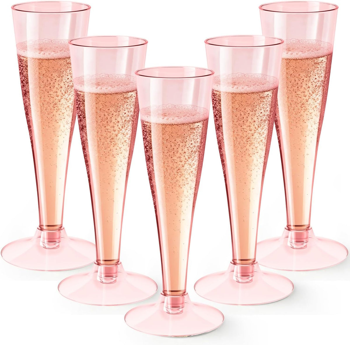 40 Pack Pink Champagne Flutes Plastic Wine Glasses Disposable, 4.5 Oz Clear Mimosa Glasses for 2025