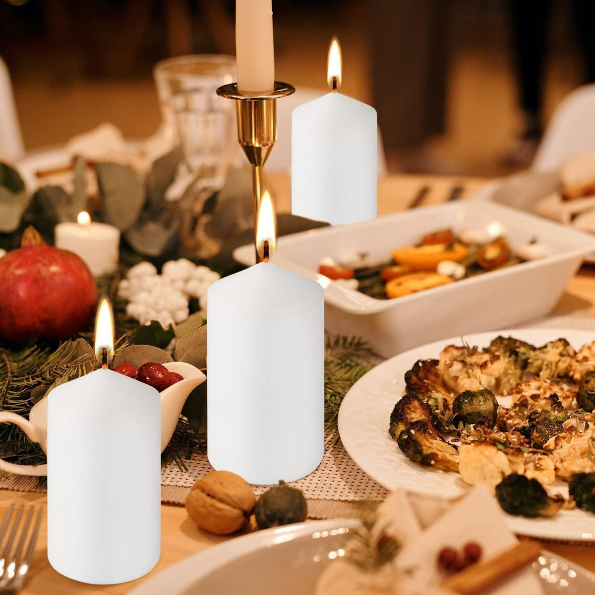 2"x4" High White Pillar Candles, Set of 20 Unscented. Bulk Buy. Ideal for Halloween, Wedding
