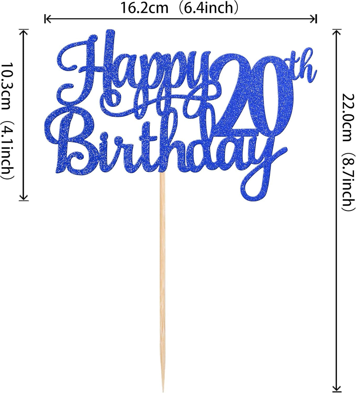 1 PCS Happy 20th Birthday Cake Topper Glitter Cheers to 20 Years Birthday Cake Pick Twenty 20
