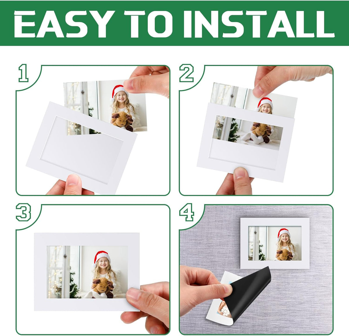 Soaoo 60 Pcs Magnetic Picture Frames Wallet Size 2.5 x 3.5 Inches Reusable Magnetic Photo Sleeves