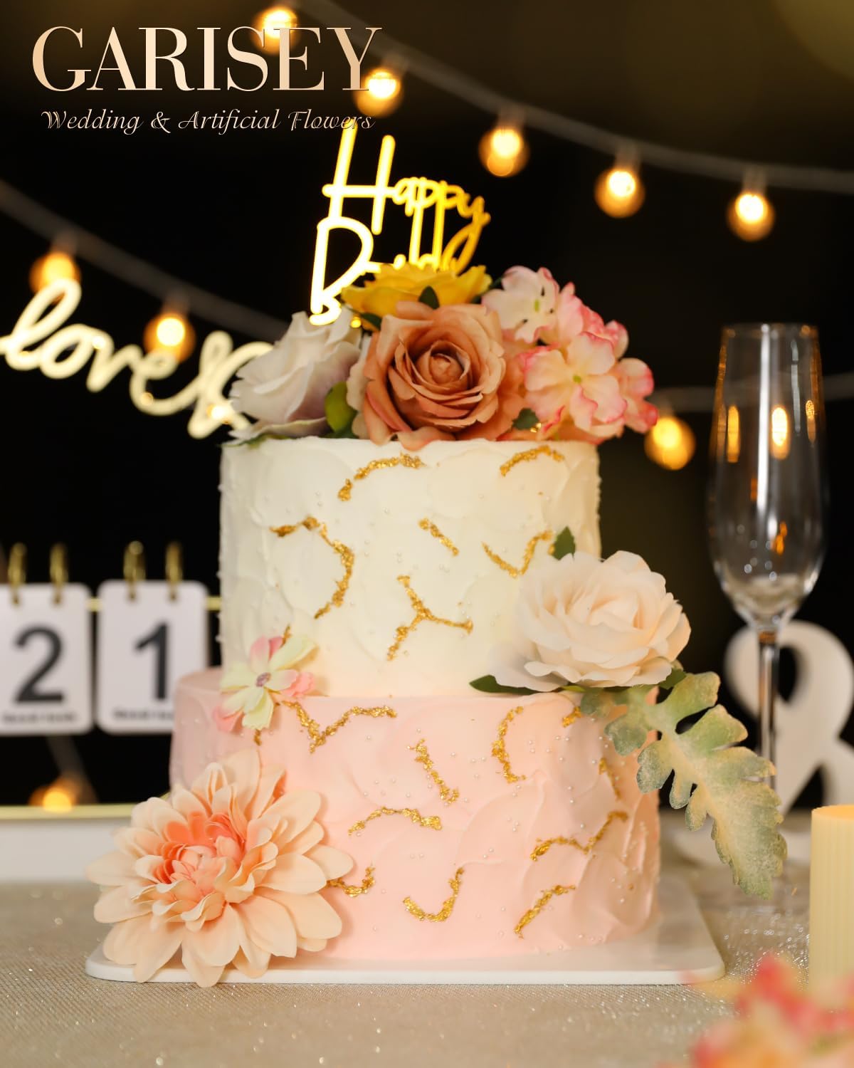Artificial Flowers Combo, Mix Silk Flowers Roses, Peonies, Dahlias with Stems for DIY Wedding