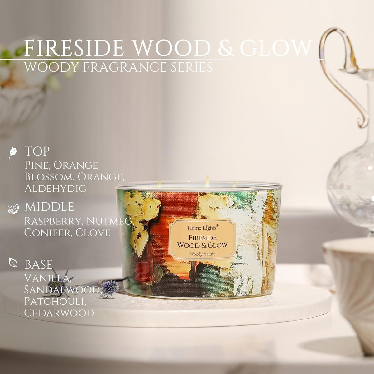 HomeLights 4-Wick Candles for Home Scented - 18oz Soy Wax Blend Candle Long-Lasting Fragrance