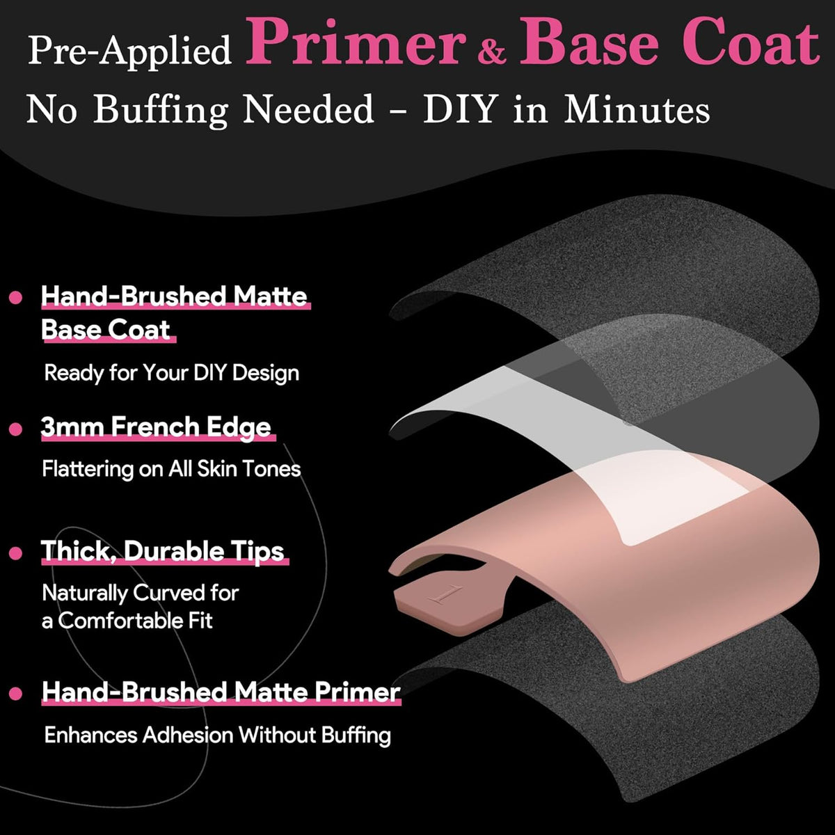 Press On Toenails for Women, Brown Pink 15 Sizes 270 Pcs Toe Nail Tips Pre-applied Primer& Base