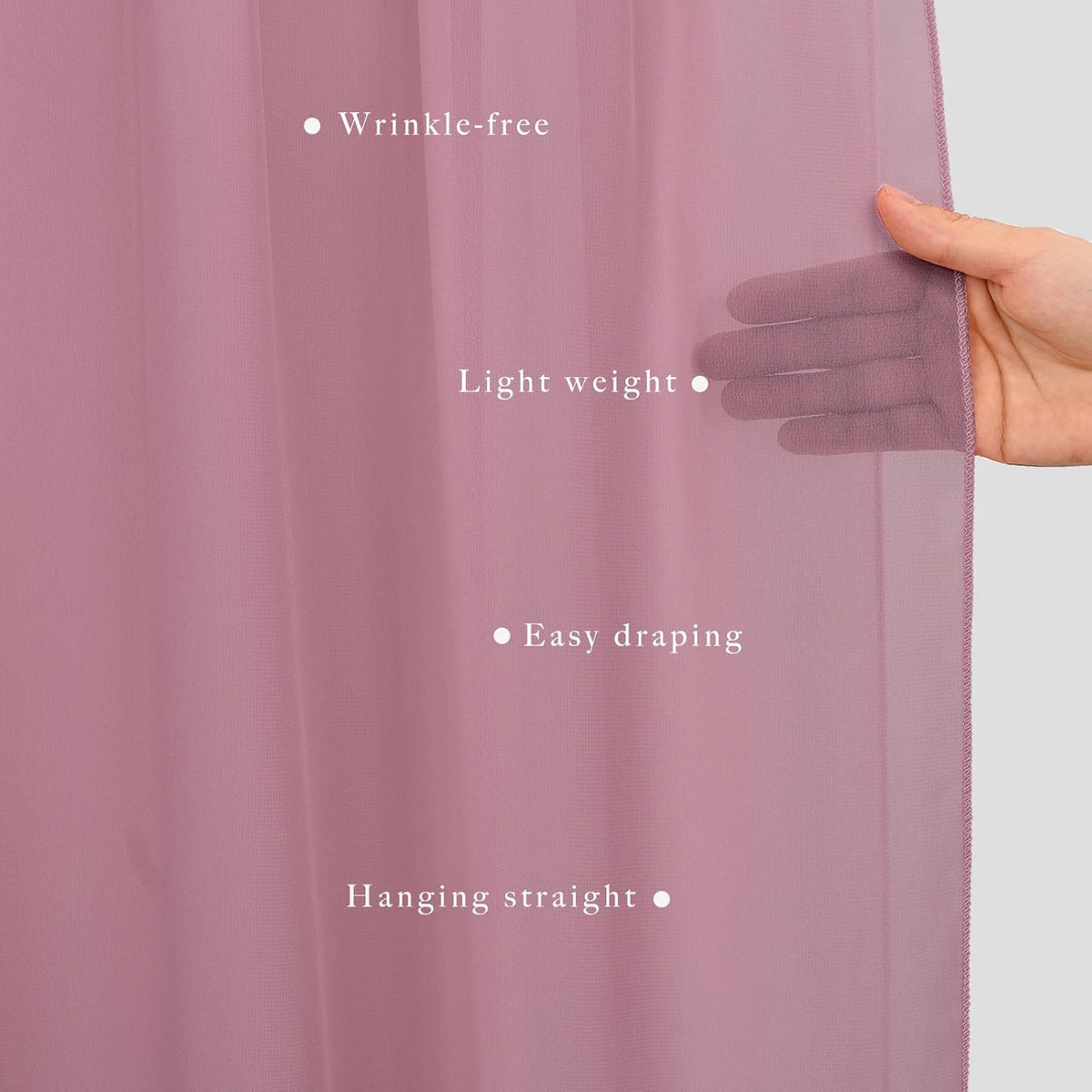 Dusty Rose Wedding Arch Draping Fabric 4 Panels 20Ft Length x 28" Width Arch Drapes Chiffon Fabric