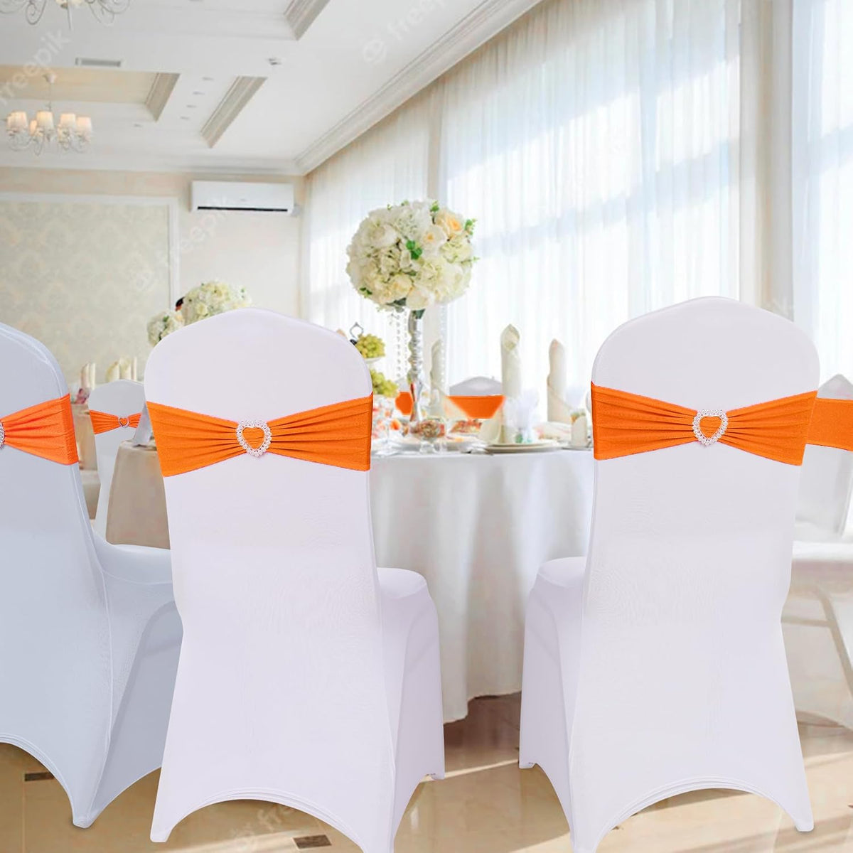 Howhic Pack of 30 Spandex Chair Sashes Bows Stretch Chair Cover Band with Buckle Slider Universal