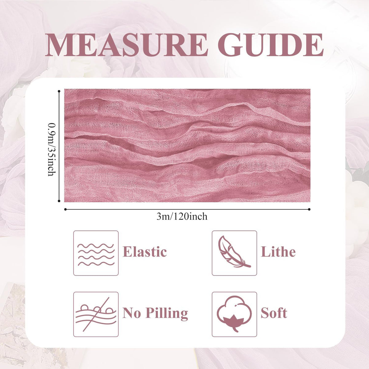 Asee'm Cheesecloth Table Runner 120 Inches Pink Boho Gauze Cheese Cloth Runner 10FT Rustic Sheer