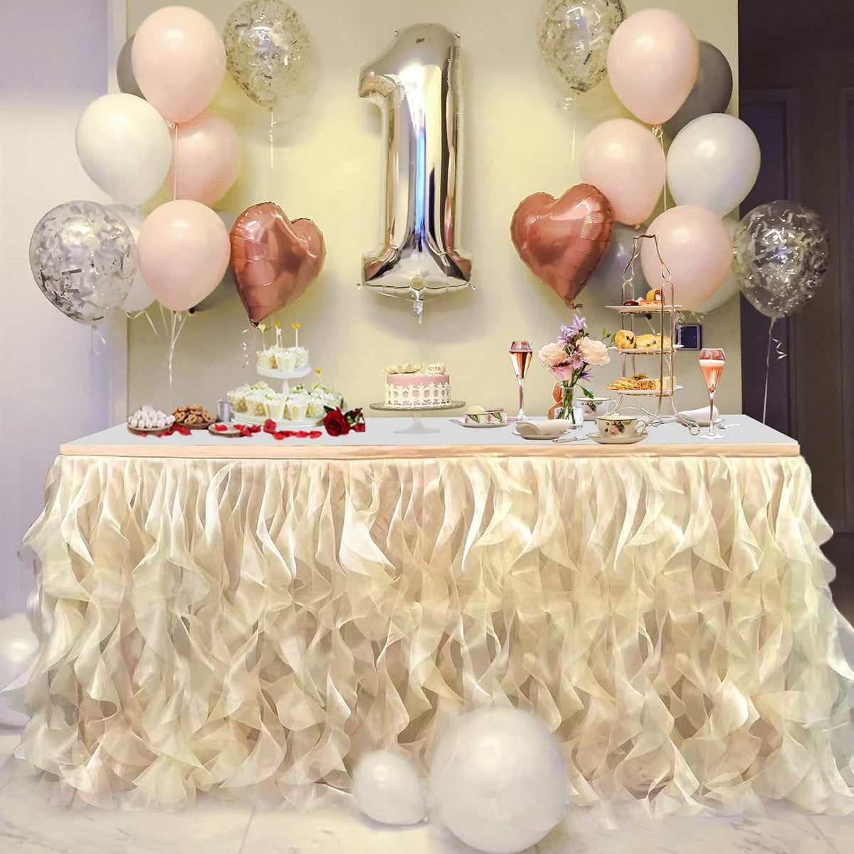 Luxury Organza Mesh Table Skirt Draping Floating Romance - Perfect for Bridal Showers, Birthday