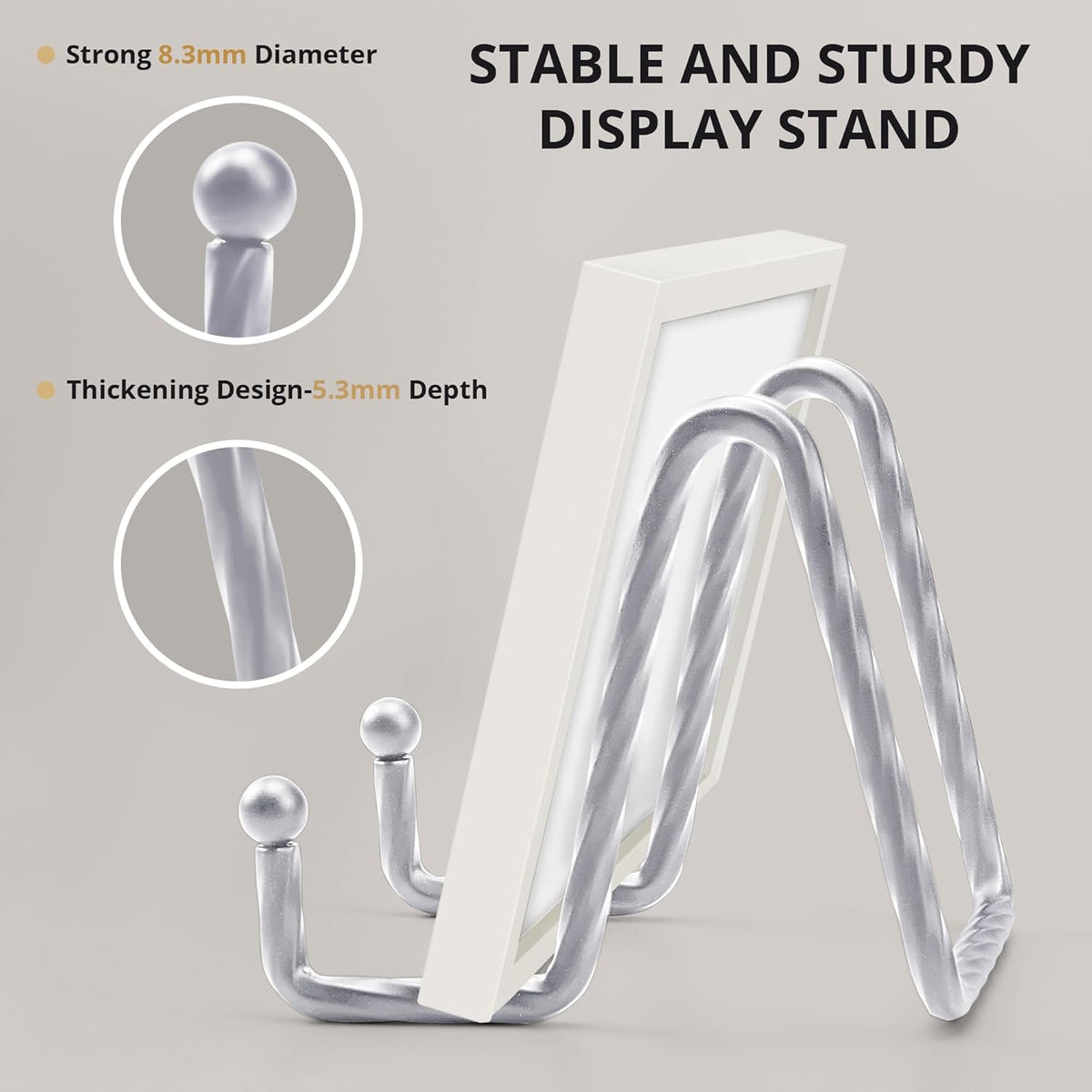 Picture Stands for Display 3 Pack 3 Inch Plate Stands for Display - Silver Metal Decorative Plate