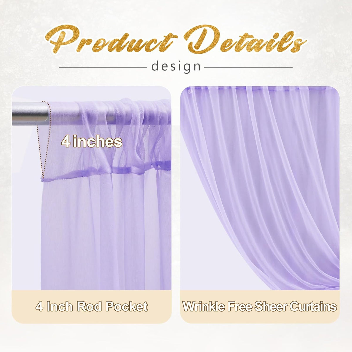 10x10ft Purple Tulle Backdrop Curtain with Lights String for Parites, Sheer Photo Backdrop Curtains