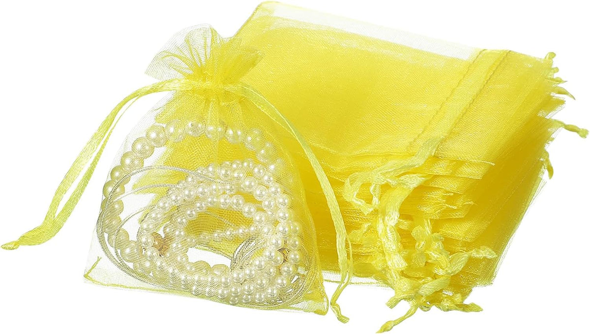 uxcell 50 Pcs Organza Gift Bags, 2.7x3.5 Inch Drawstring Pouches Jewelry Gift Bags, Small Wedding