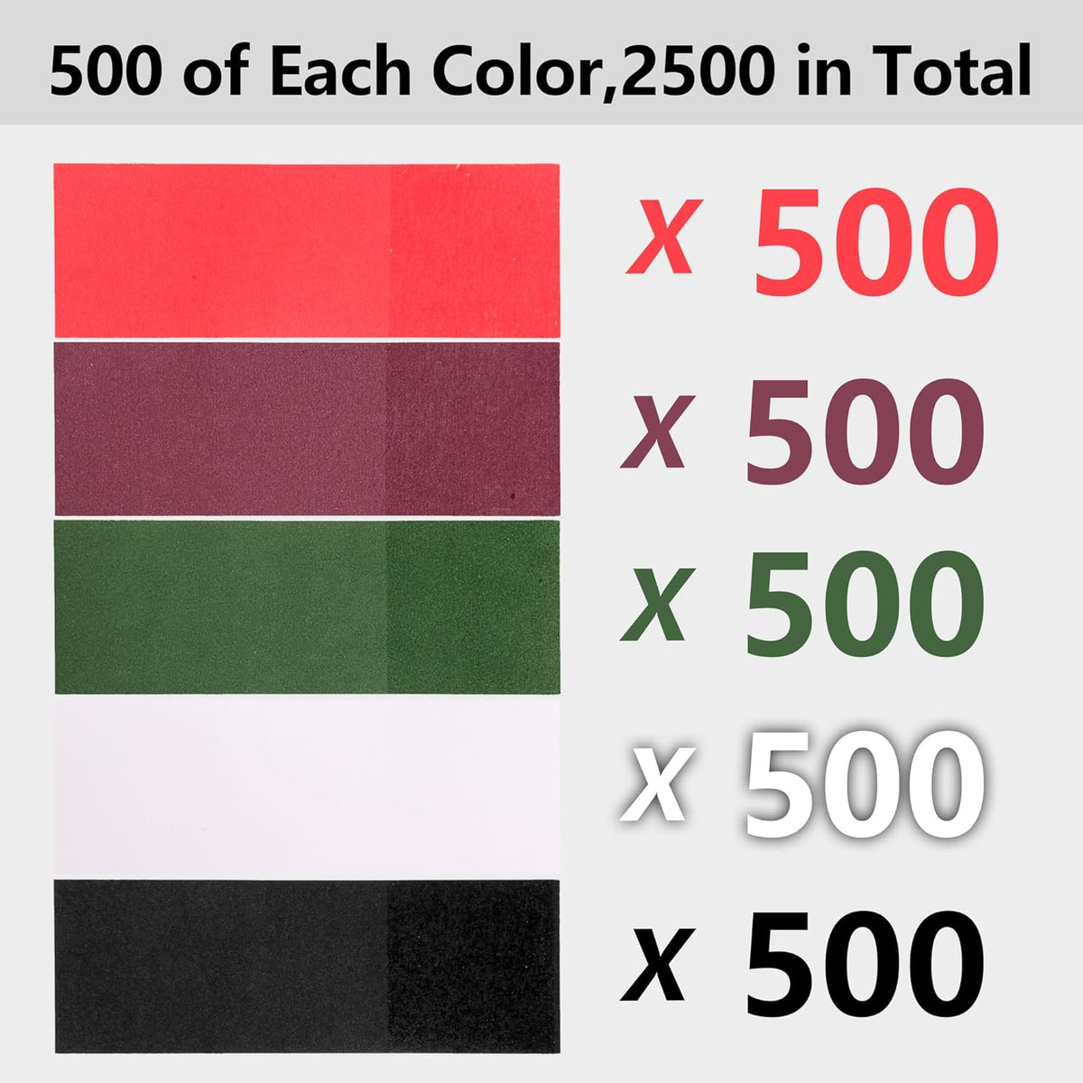 2500pcs Self-Adhesive Napkin Bands & Silverware Wraps, 5 Colors (Burgundy/Red/White/Black/Hunter