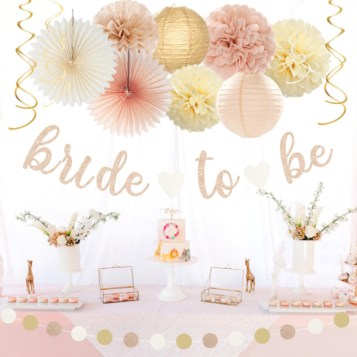 Champagne-Gold Beige Fall Bridal-Shower Party-Decorations - 36pcs Bride To Be Banner,Bachelorette